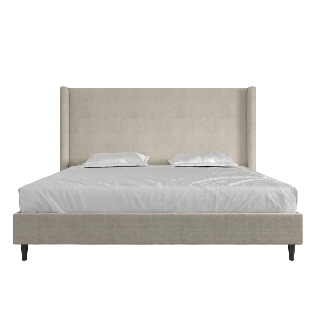 Eveline Upholstered Wingback Bed - Soft Woven Light Gray - King