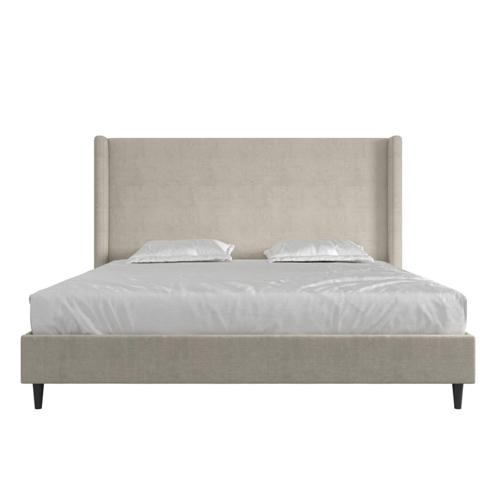 Eveline Upholstered Wingback Bed - Soft Woven Light Gray - King