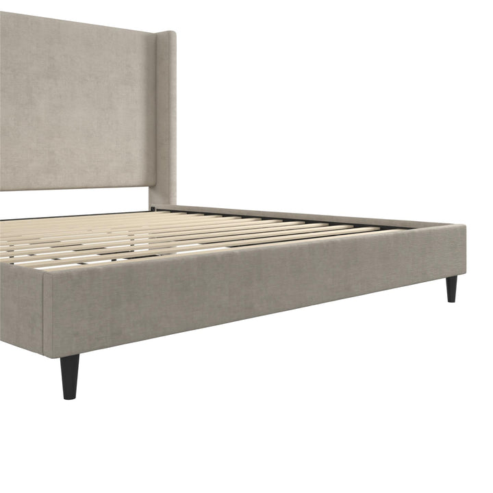 Eveline Upholstered Wingback Bed - Soft Woven Light Gray - King