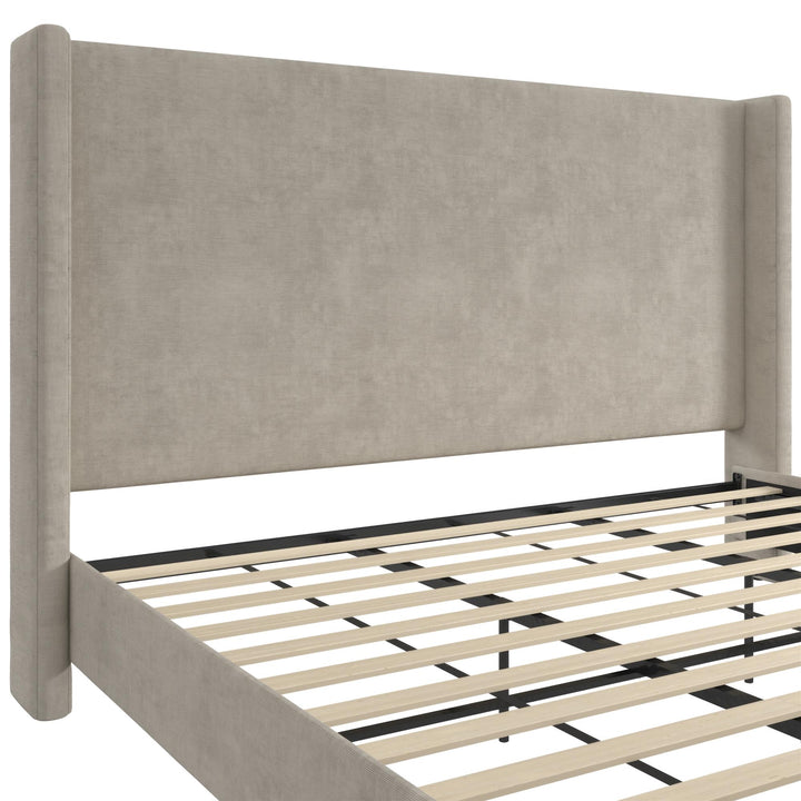 Eveline Upholstered Wingback Bed - Soft Woven Light Gray - King