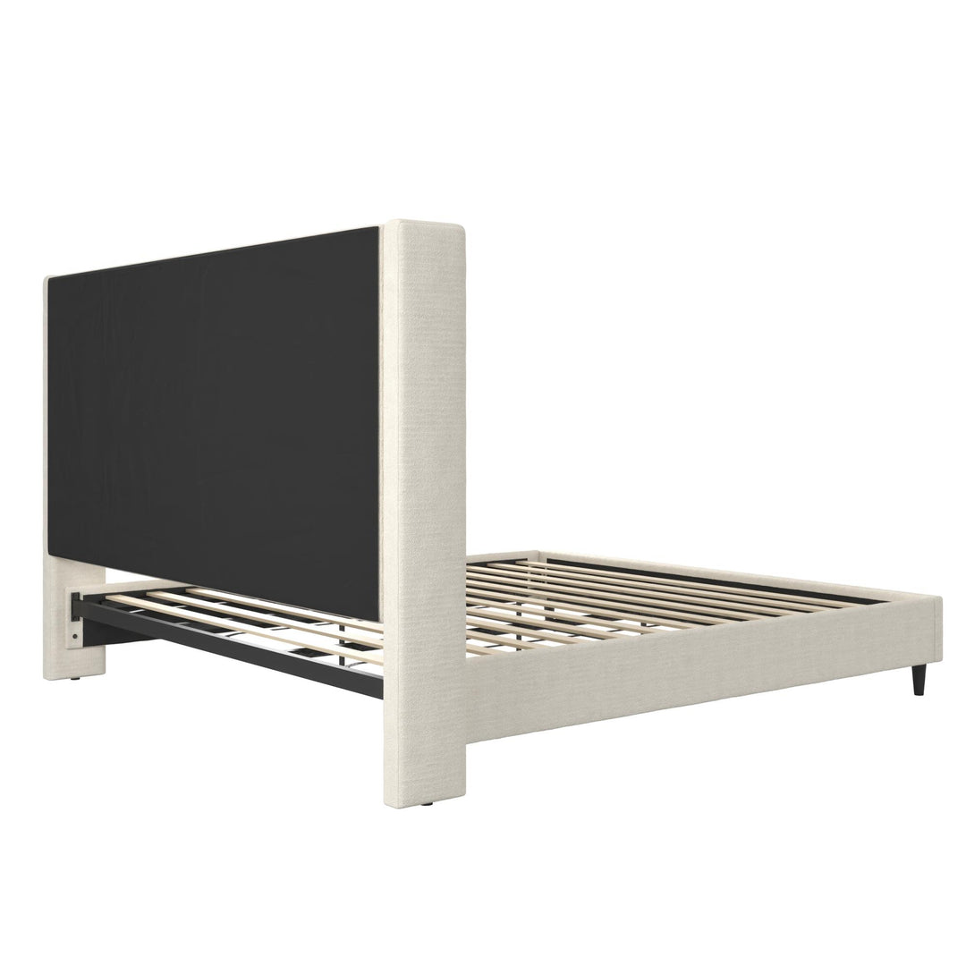 Eveline Upholstered Wingback Bed - Ivory Boucle - King