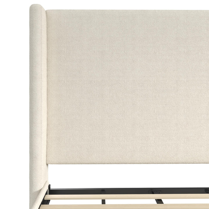 Eveline Upholstered Wingback Bed - Ivory Boucle - King