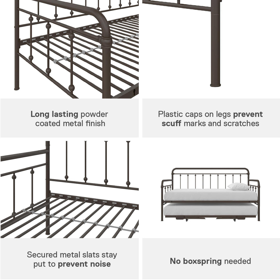 Locky Metal Daybed with Pop Up Trundle Bed - Bronze - Twin-Over-Twin