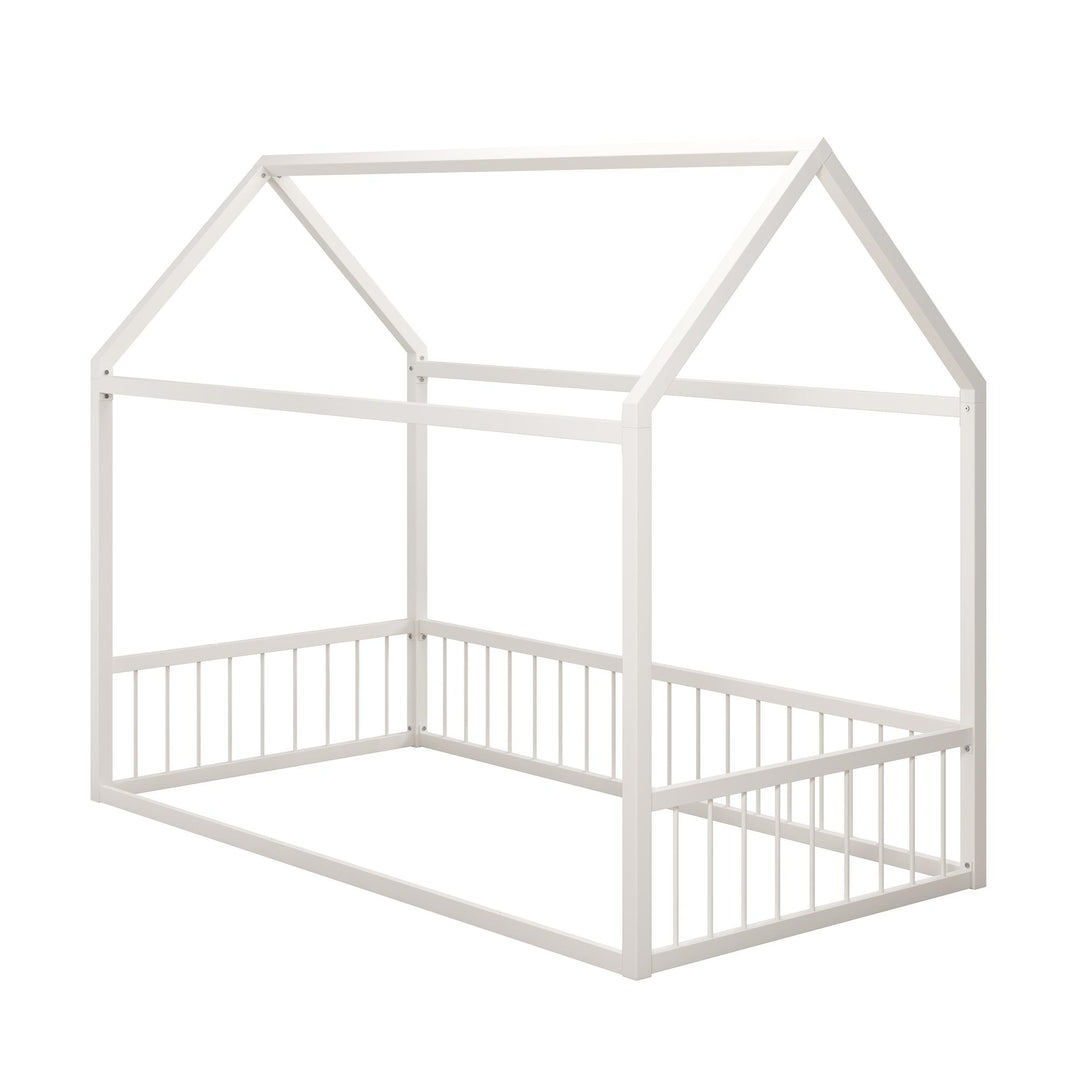 Skyler Metal House Bed with Rail - Off White - Twin