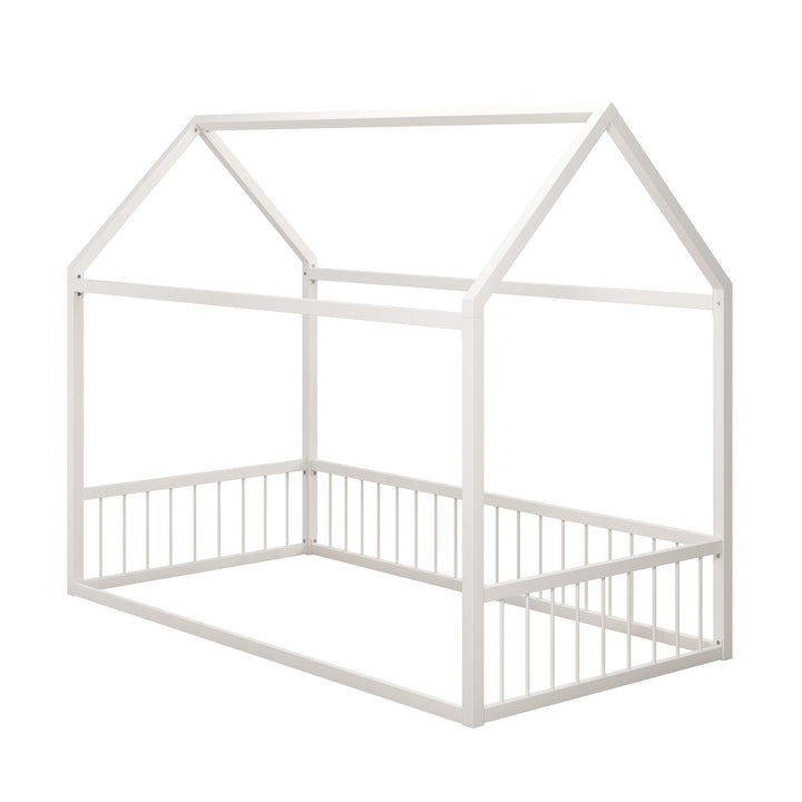 Skyler Metal House Bed with Rail - Off White - Twin
