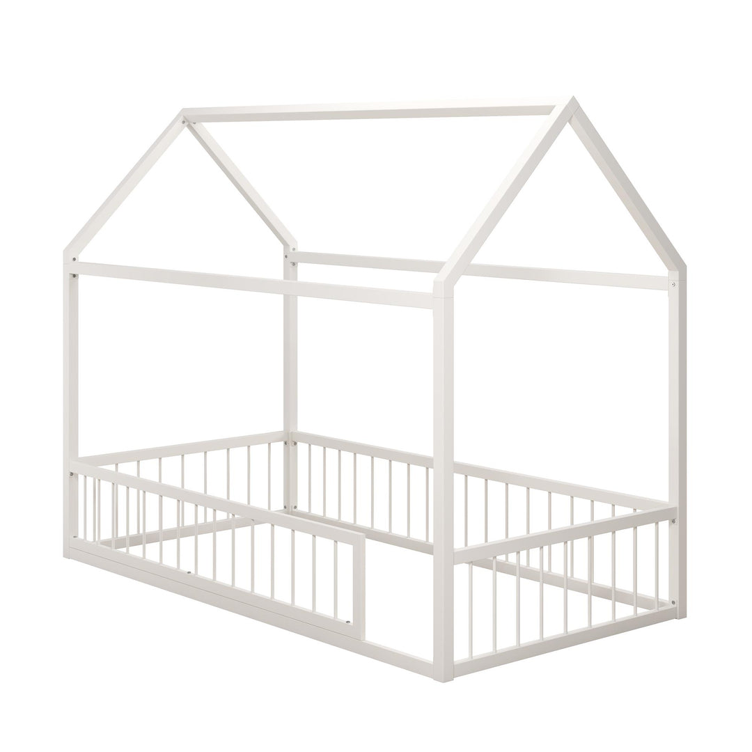 Skyler Metal House Bed with Rail - Off White - Twin