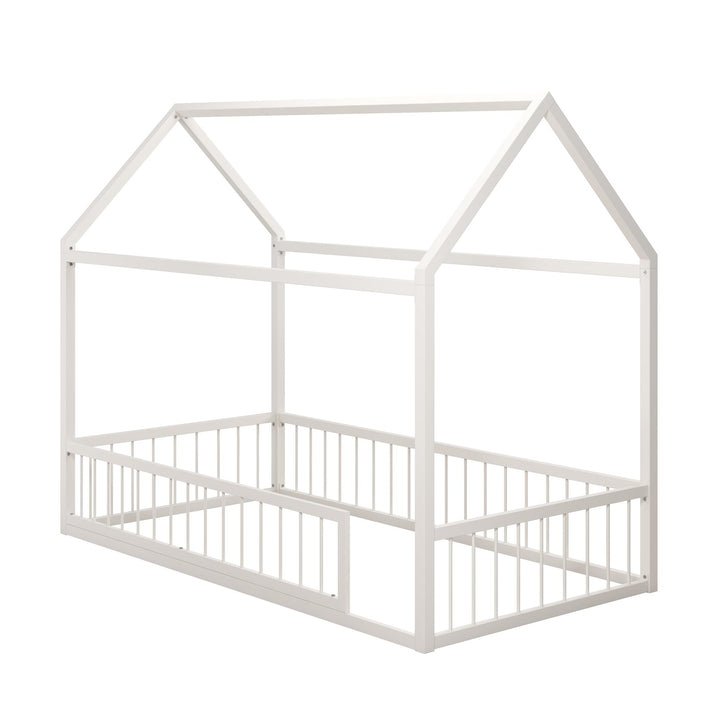 Skyler Metal House Bed with Rail - Off White - Twin
