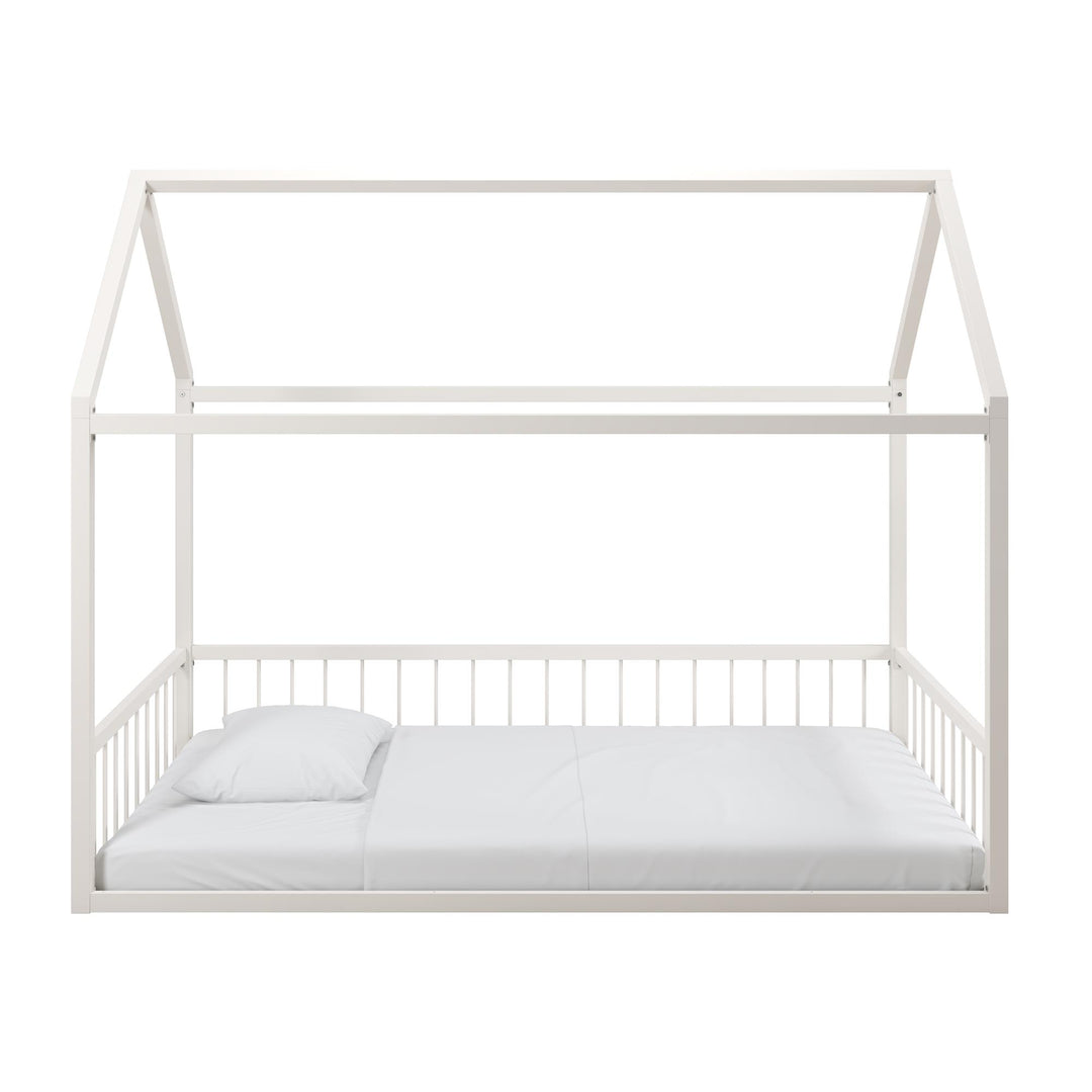 Skyler Metal House Bed with Rail - Off White - Twin
