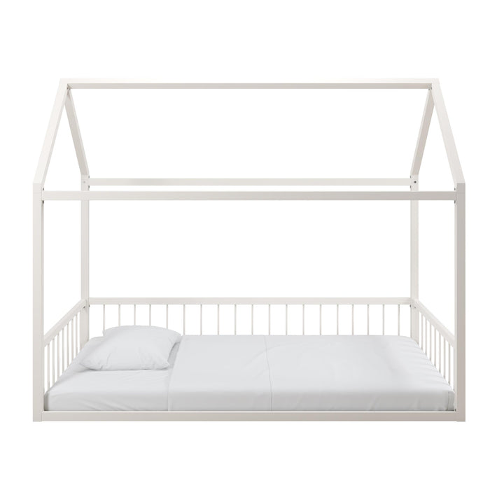 Skyler Metal House Bed with Rail - Off White - Twin