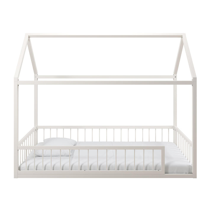 Skyler Metal House Bed with Rail - Off White - Twin