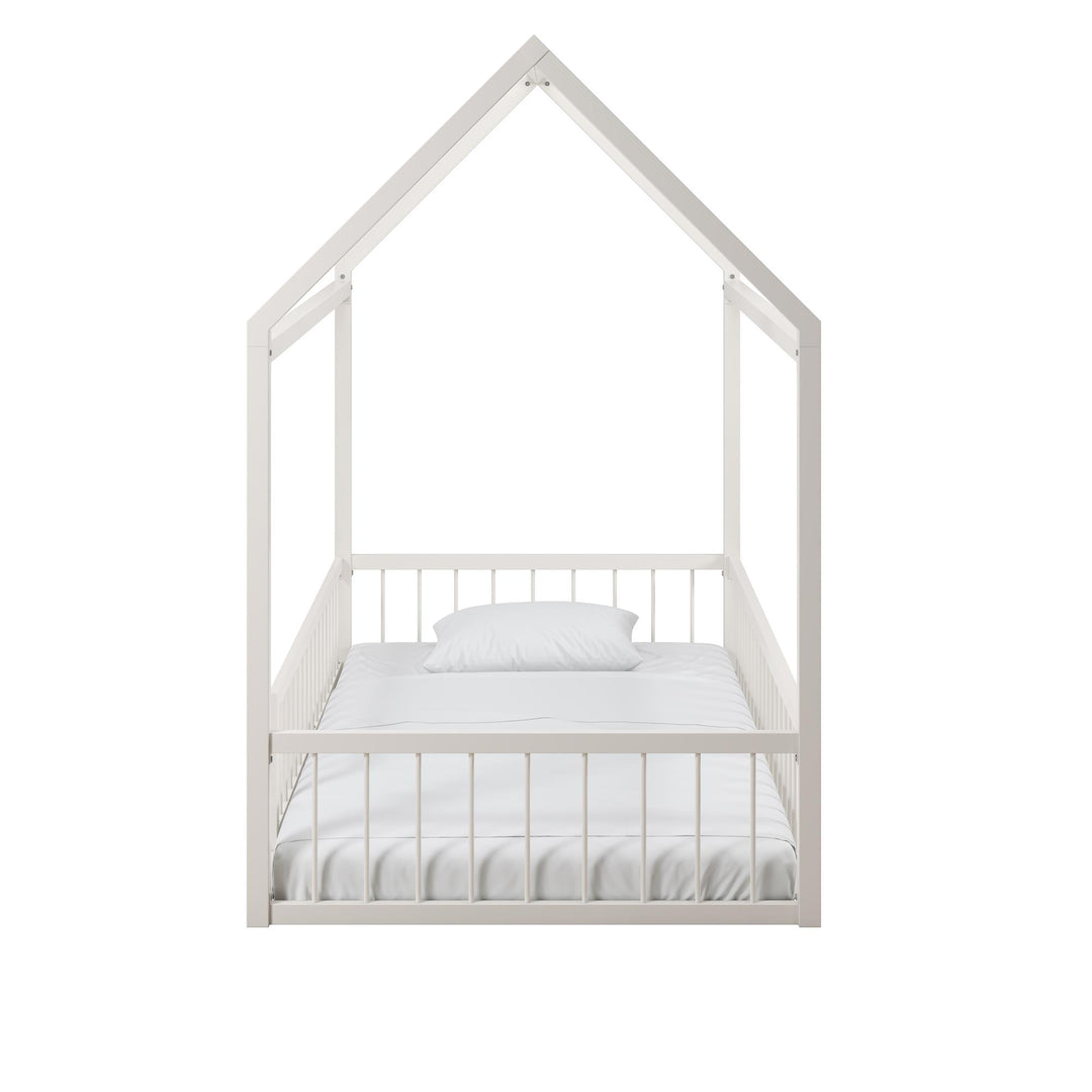 Skyler Metal House Bed with Rail - Off White - Twin