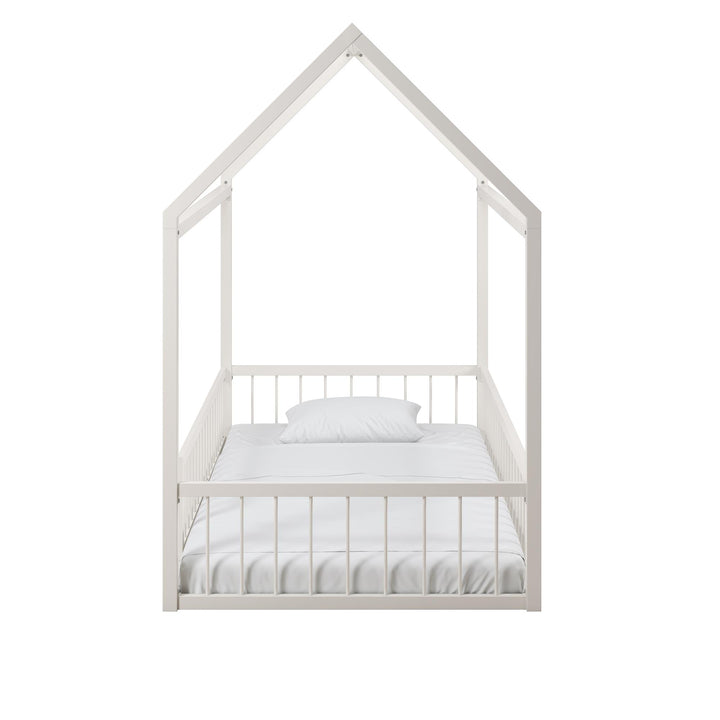 Skyler Metal House Bed with Rail - Off White - Twin