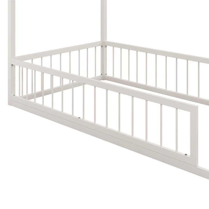 Skyler Metal House Bed with Rail - Off White - Twin