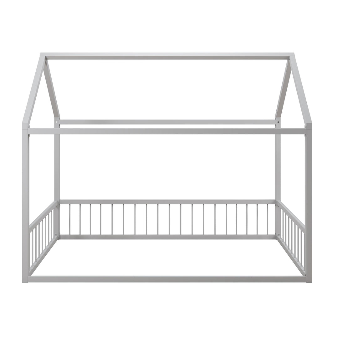 Skyler Metal House Bed with Rail - Dove Gray - Twin