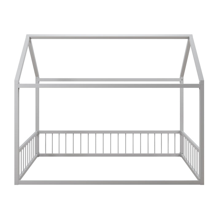 Skyler Metal House Bed with Rail - Dove Gray - Twin