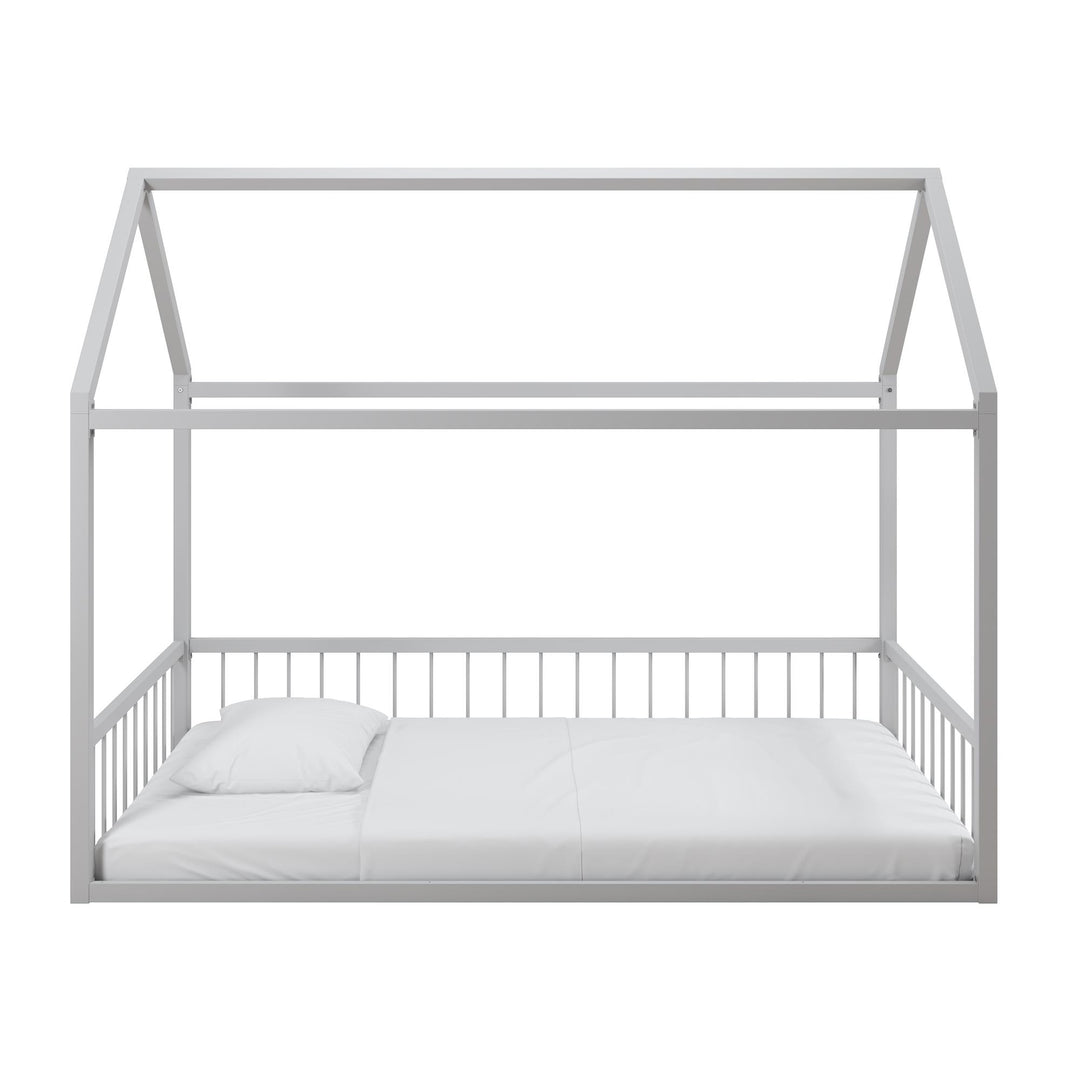 Skyler Metal House Bed with Rail - Dove Gray - Twin