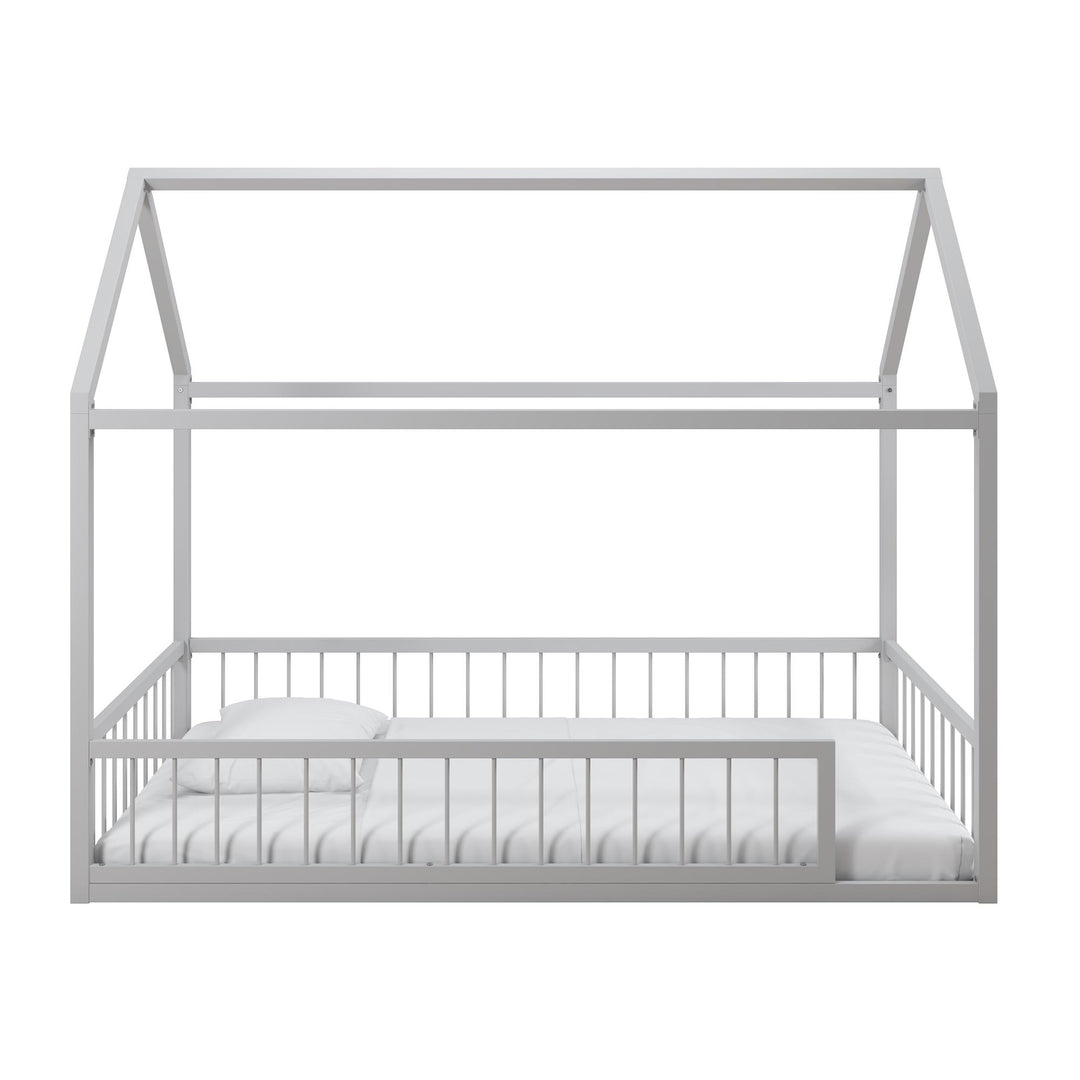 Skyler Metal House Bed with Rail - Dove Gray - Twin