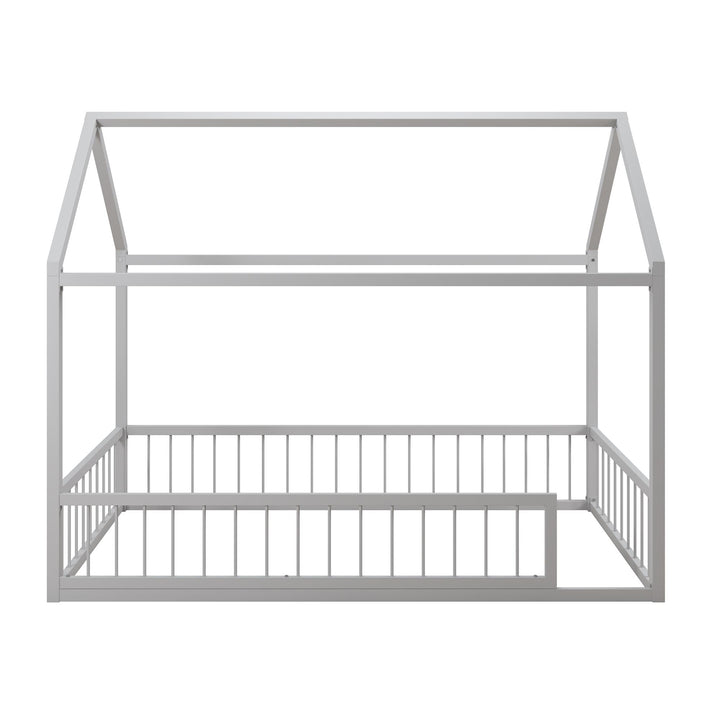 Skyler Metal House Bed with Rail - Dove Gray - Twin