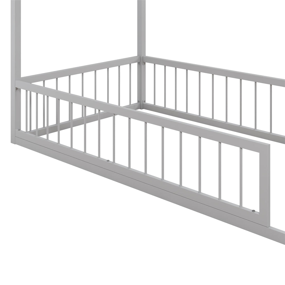 Skyler Metal House Bed with Rail - Dove Gray - Twin