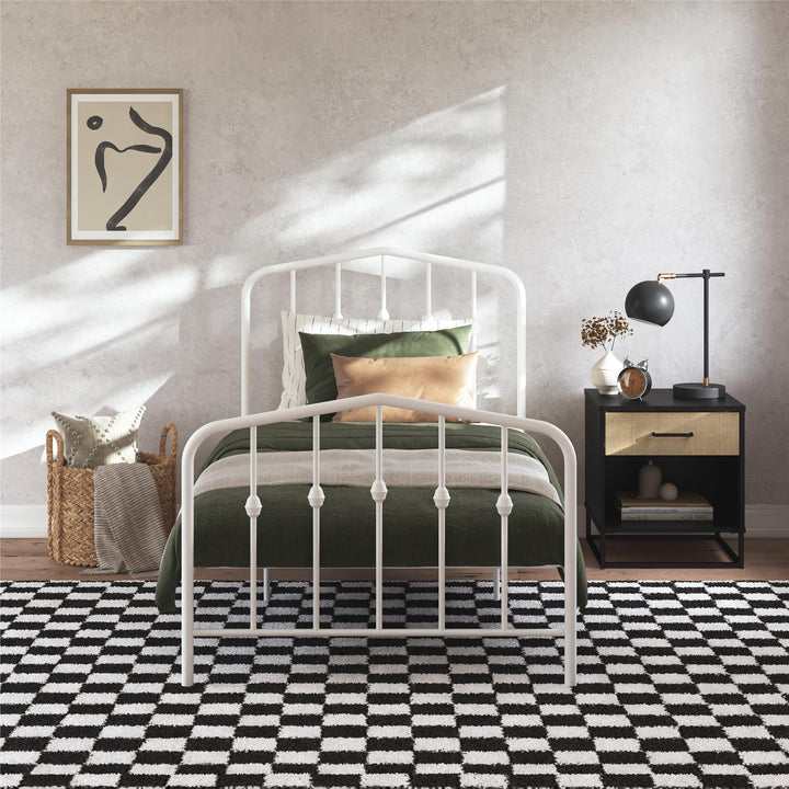 Bushwick Metal Platform Bed - Off White - Twin