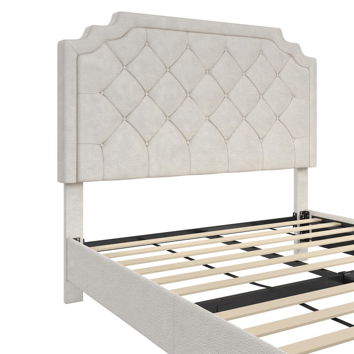 Eloise Chenille Upholstered Platform Bed - Ivory - Queen