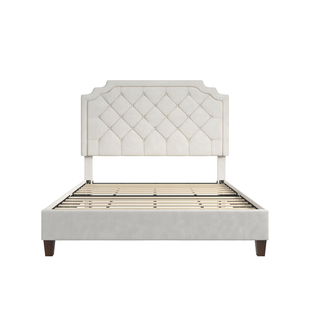 Eloise Chenille Upholstered Platform Bed - Ivory - Queen