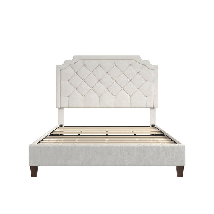 Eloise Chenille Upholstered Platform Bed - Ivory - Queen