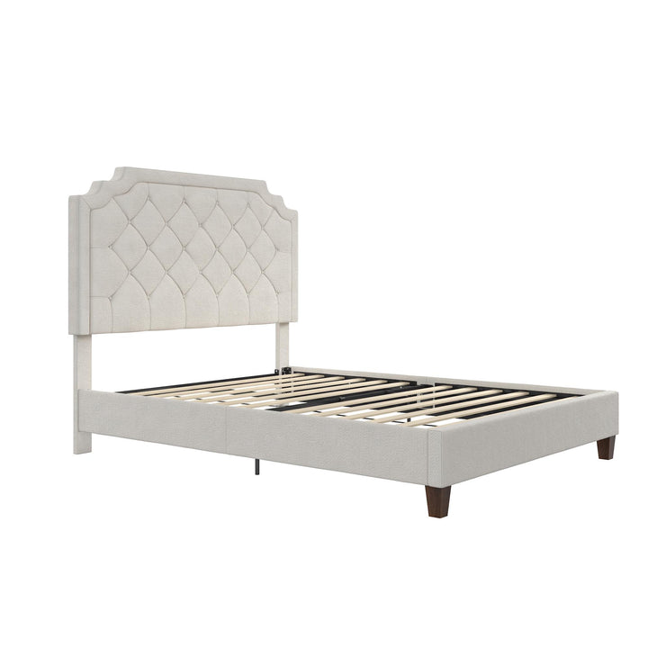 Eloise Chenille Upholstered Platform Bed - Ivory - Queen