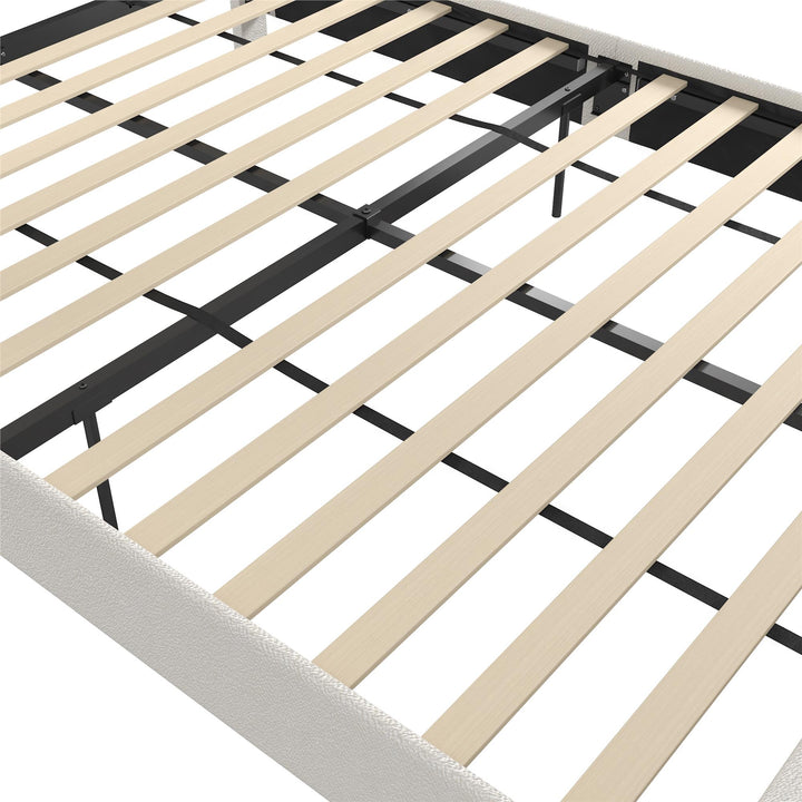 Eloise Chenille Upholstered Platform Bed - Ivory - Queen