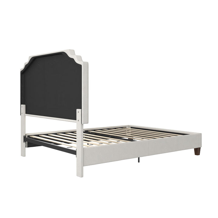 Eloise Chenille Upholstered Platform Bed - Ivory - Queen