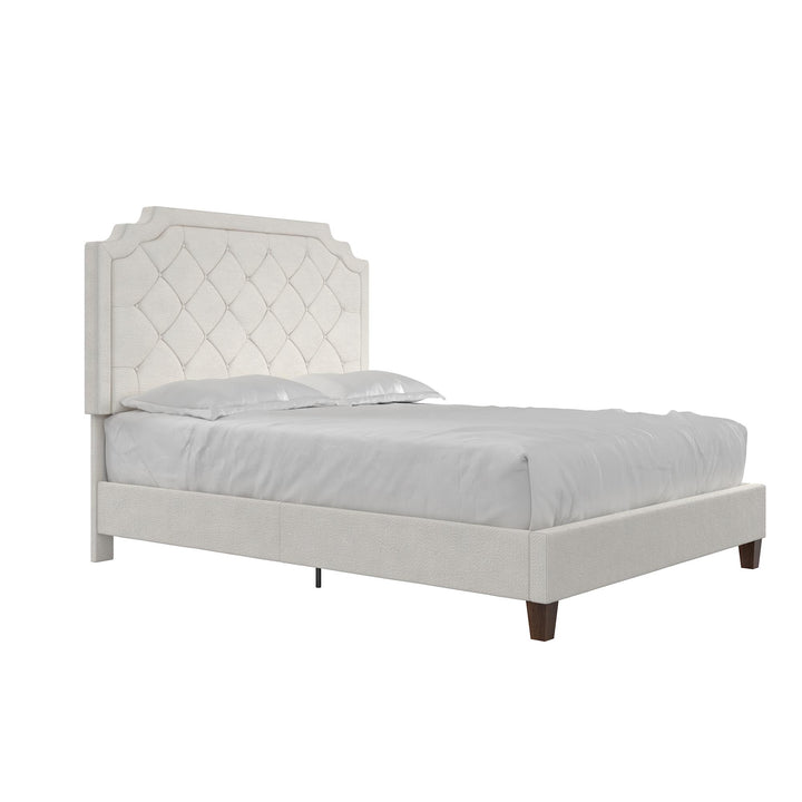 Eloise Chenille Upholstered Platform Bed - Ivory - Queen