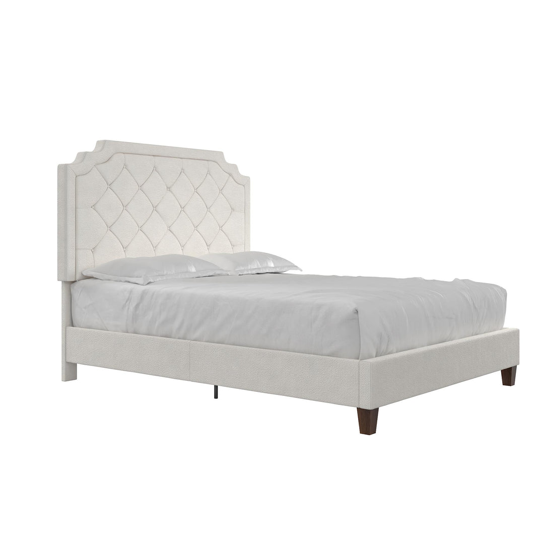 Eloise Chenille Upholstered Platform Bed - Ivory - Queen