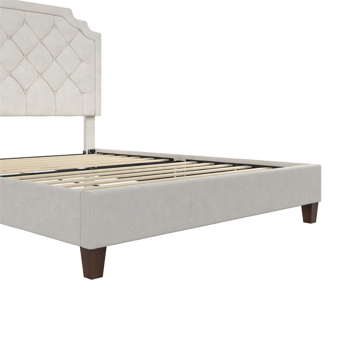 Eloise Chenille Upholstered Platform Bed - Ivory - Queen