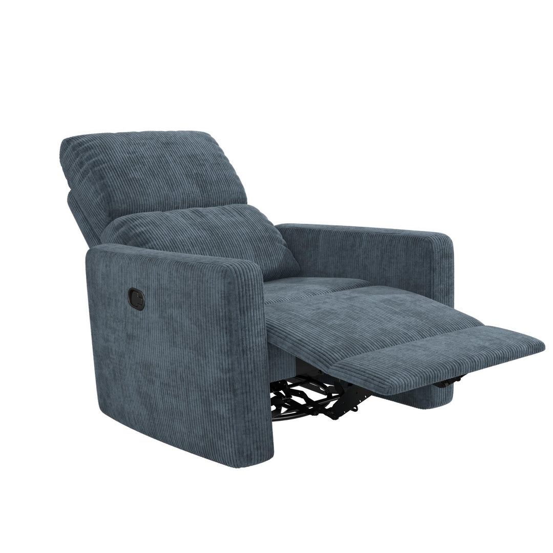Lukas Upholstered Swivel Recliner Chair - Blue - 1-Seater