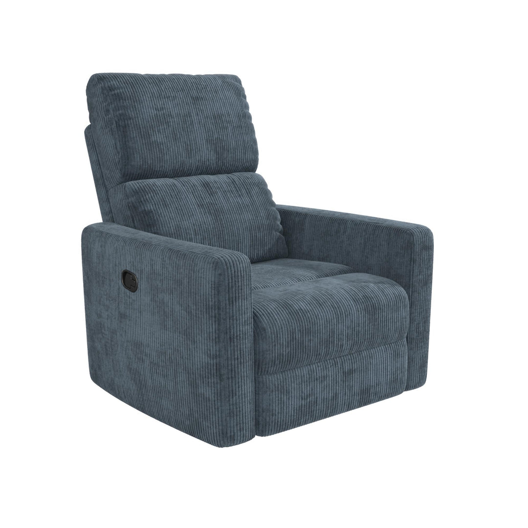 Lukas Upholstered Swivel Recliner Chair - Blue - 1-Seater