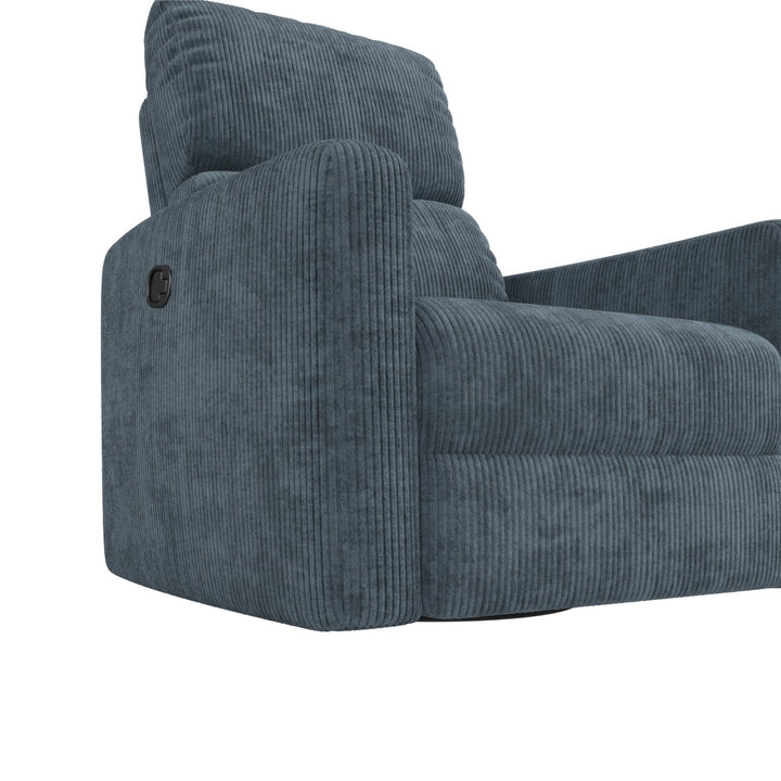 Lukas Upholstered Swivel Recliner Chair - Blue - 1-Seater