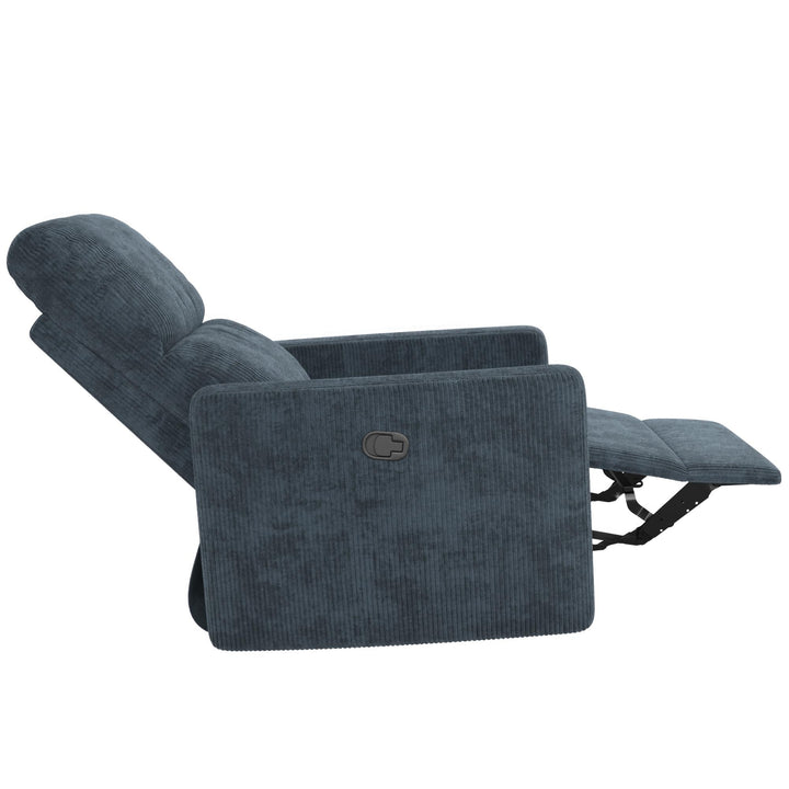 Lukas Upholstered Swivel Recliner Chair - Blue - 1-Seater