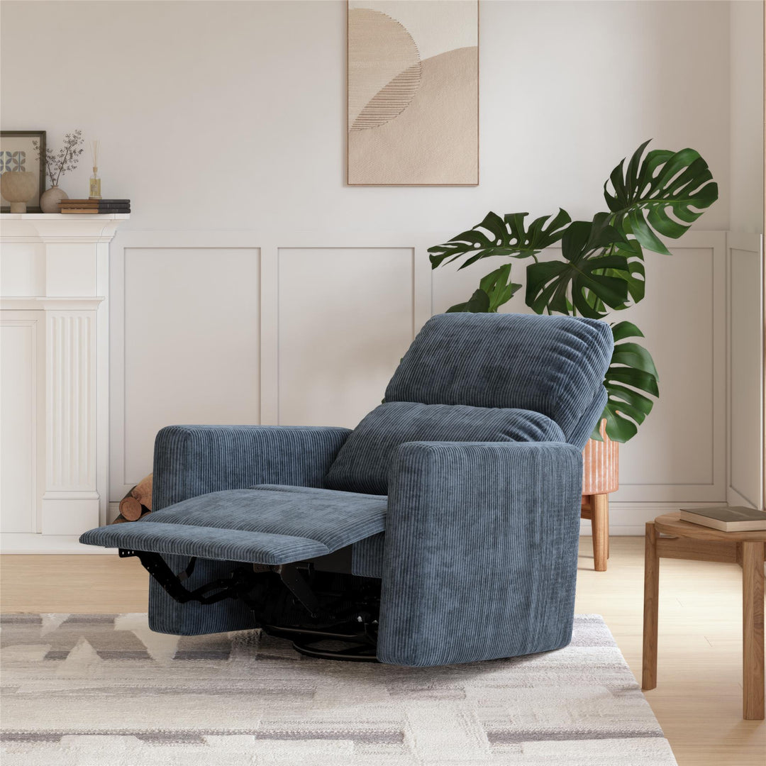 Lukas Upholstered Swivel Recliner Chair - Blue - 1-Seater