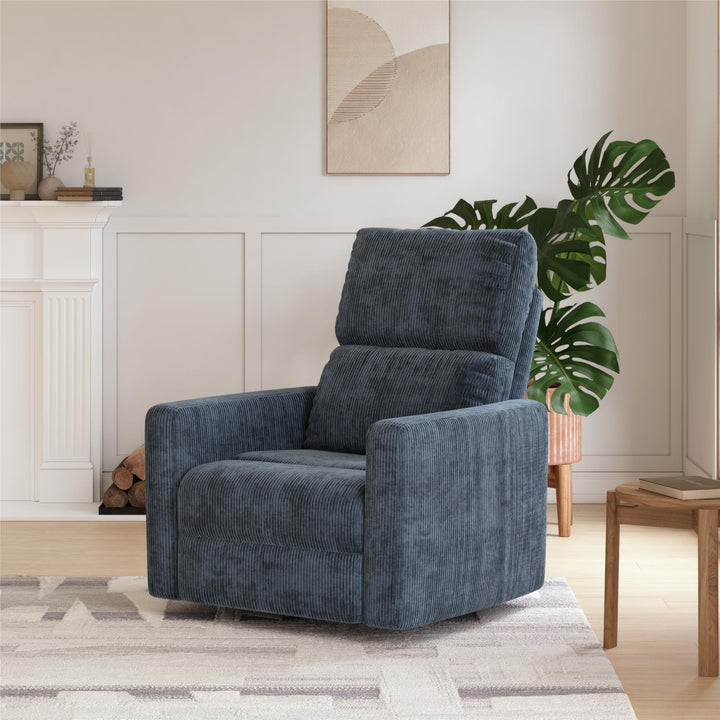 Lukas Upholstered Swivel Recliner Chair - Blue - 1-Seater