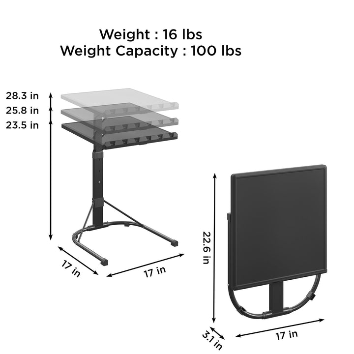 Multi-Functional Adjustable Height Personal Folding Activity Table - Black - 1-Pack