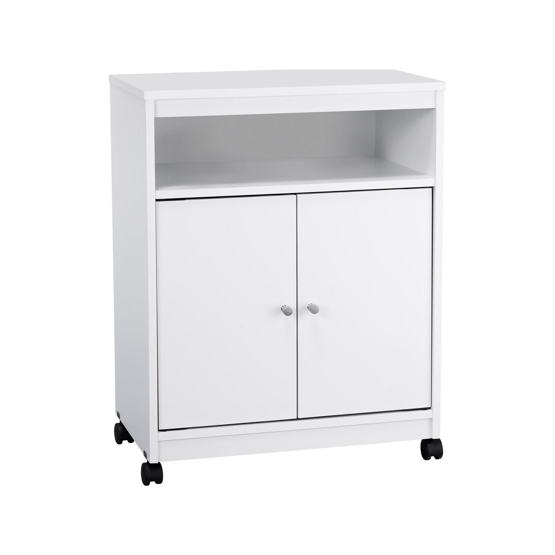 Landry 2 Door Utility Microwave Cart with Shelves - White