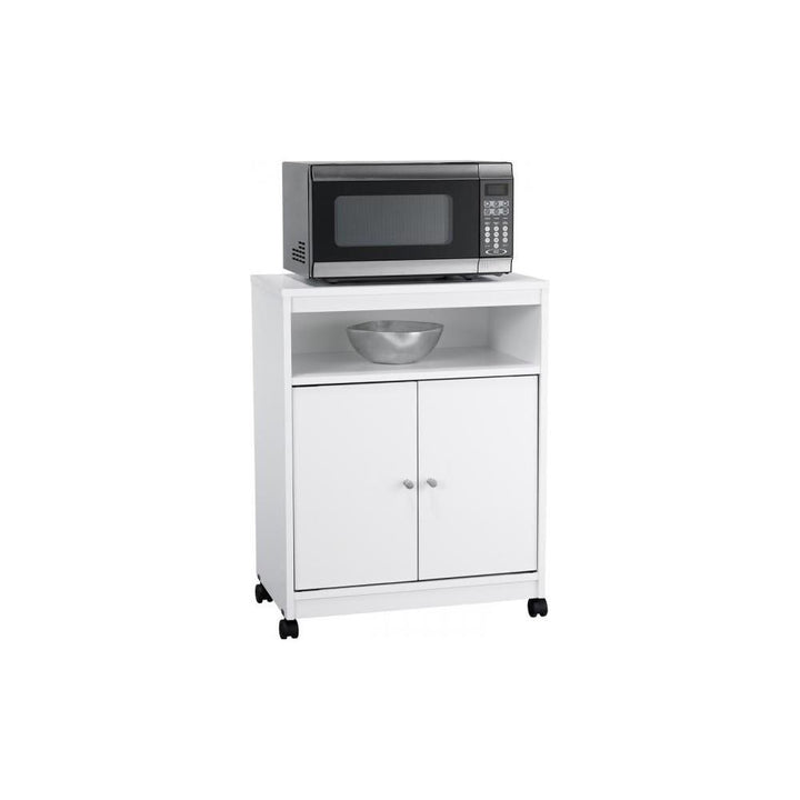 Landry 2 Door Utility Microwave Cart with Shelves - White