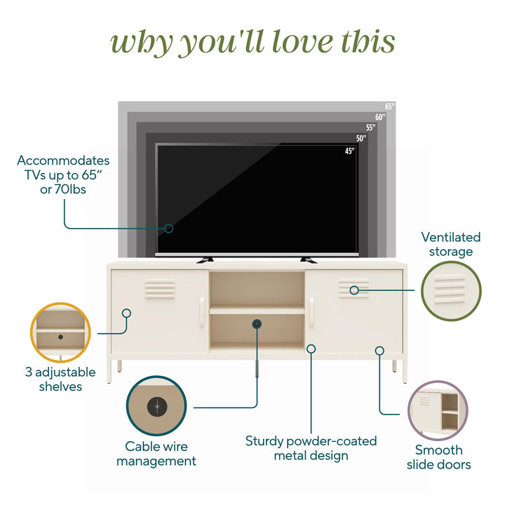 Cache Metal Locker Style TV Stand for TVs up to 65" - Parchment