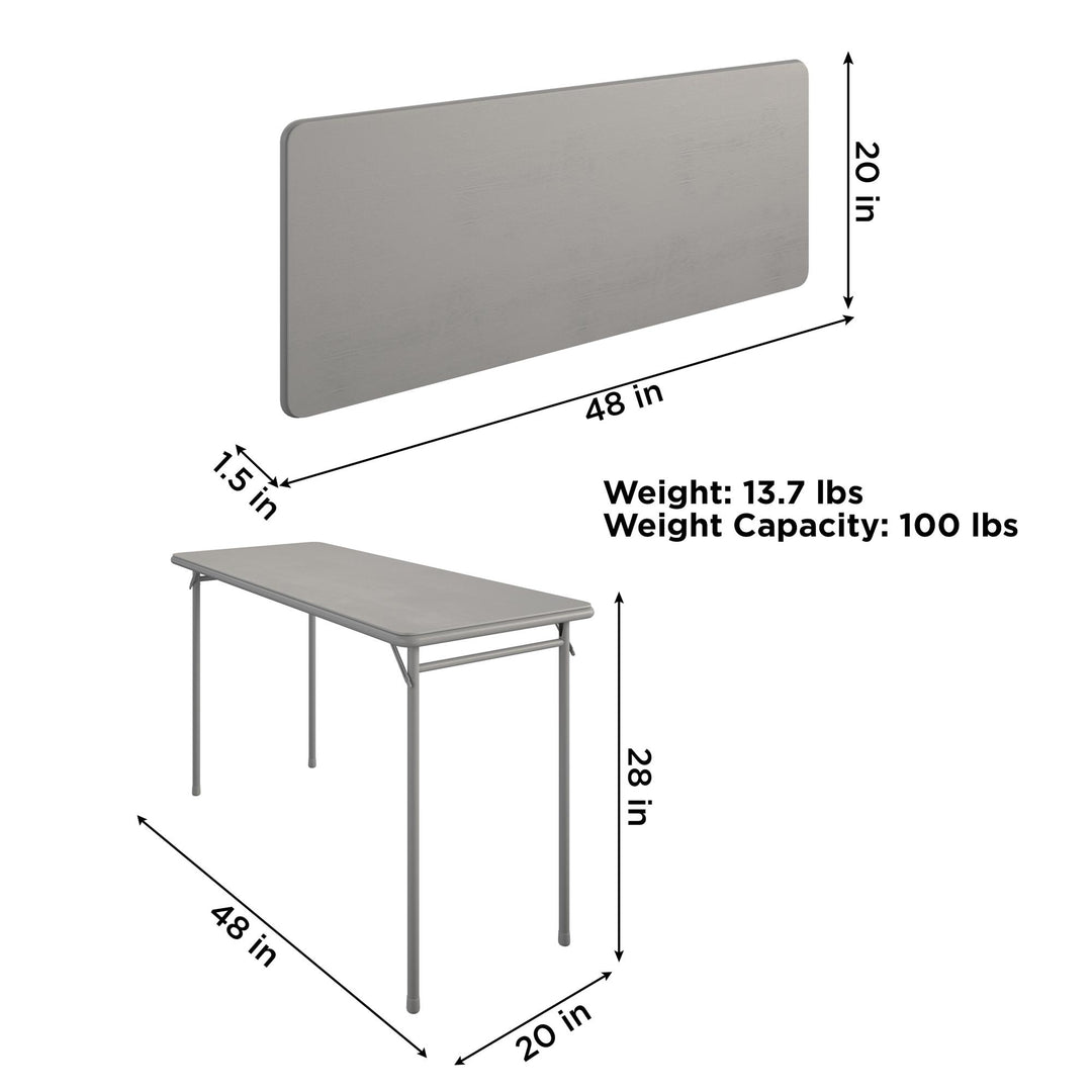 20" x 48" Vinyl Top Folding Table - Gray