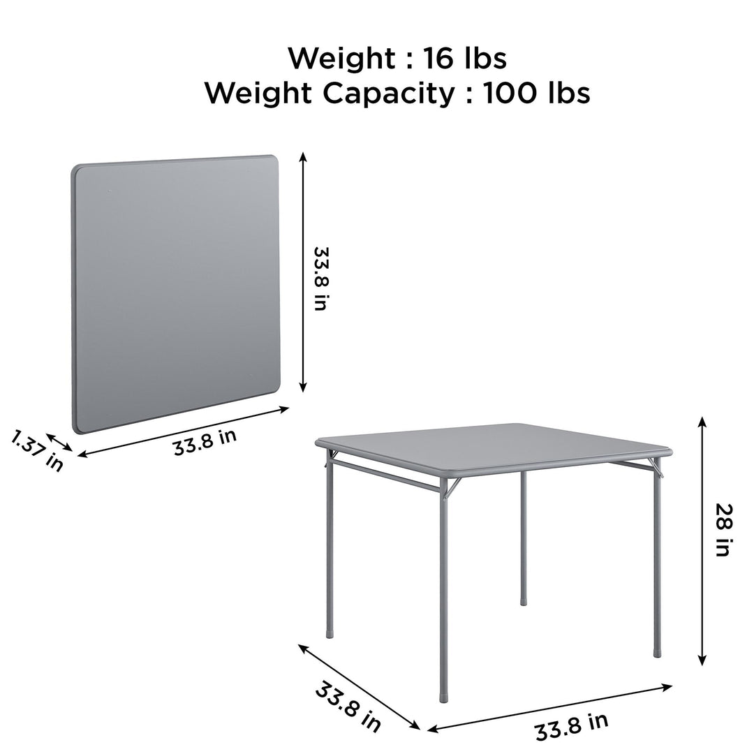 34" Square Vinyl Tabletop Folding Table - Gray