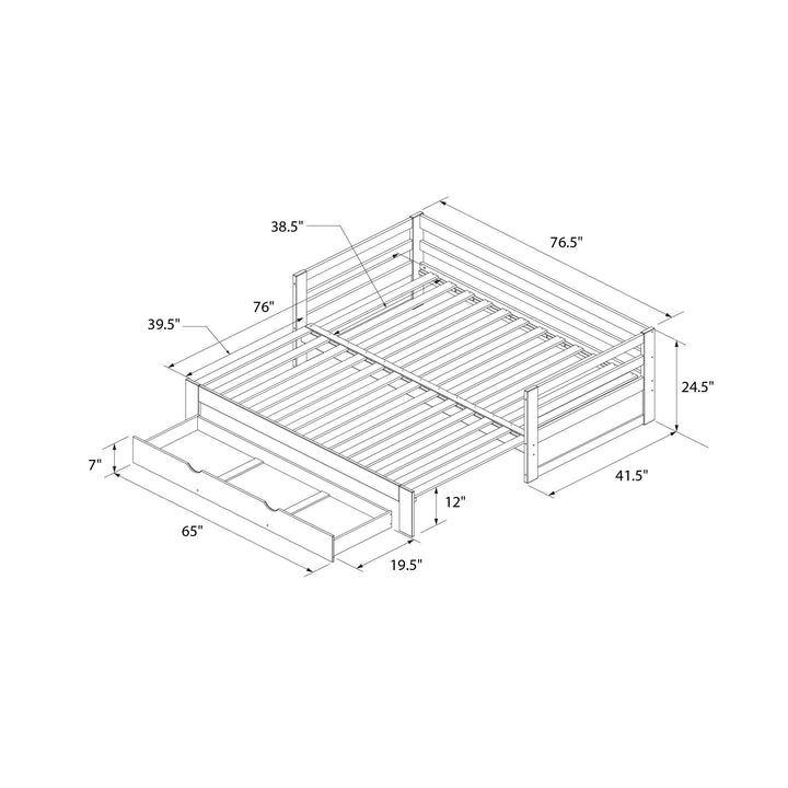 Rhodes Twin to King Wood Daybed with Storage Drawer - White - Twin to King