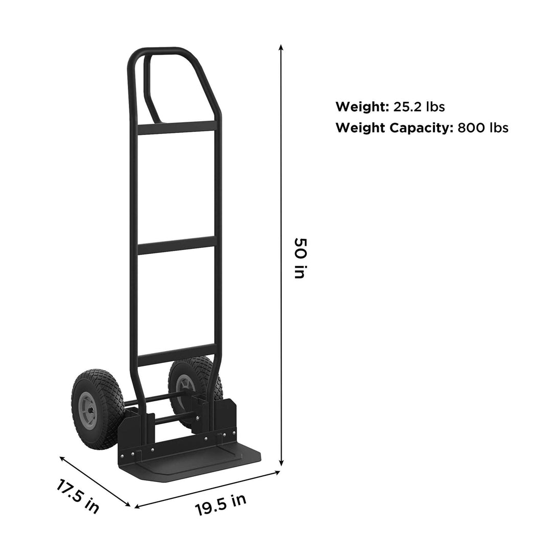 COSCO Load Assist Hand Truck with P Handle and Flat Free Wheels, 800lb capacity - Black