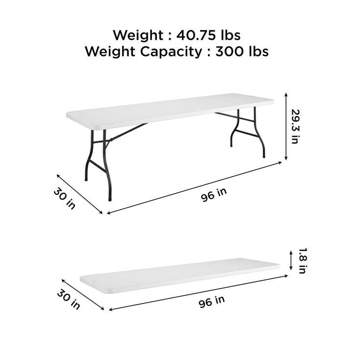 8' Resin Straight Table - White