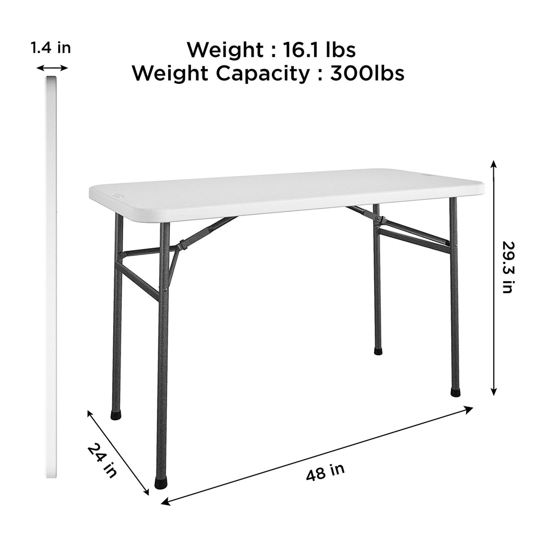 48 Inch Straight Folding Utility Table with 200 lb Weight Capacity - White - 1-Pack