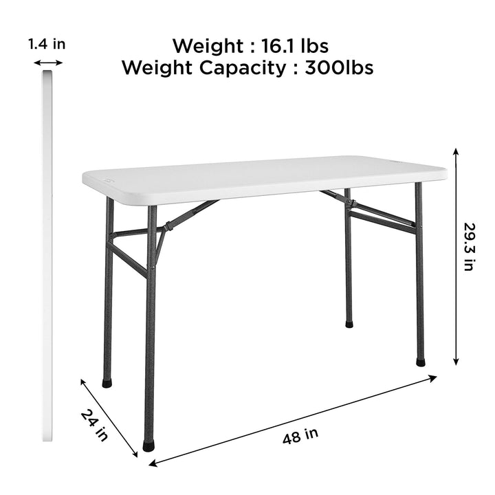 48 Inch Straight Folding Utility Table with 200 lb Weight Capacity - White - 1-Pack